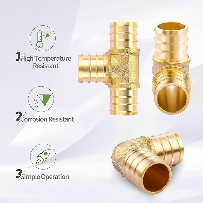 1/2 inch PEX 90 Degree Elbow 1/2" (pack of 10) Lead-Free Brass Barb Crimp Pipe Fitting/Fittings