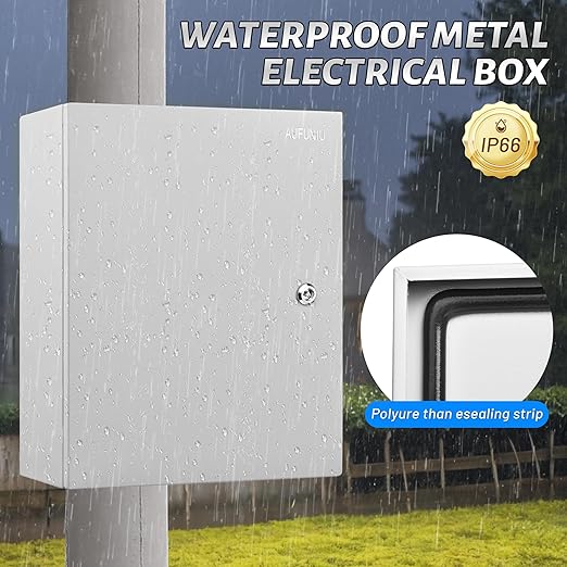 Steel Electrical Junction Box, 12 x 8 x 6 Waterproof & Dustproof Electrical Enclosure, Outdoor & Indoor Universal Project Box with Lock & Mounting Plate