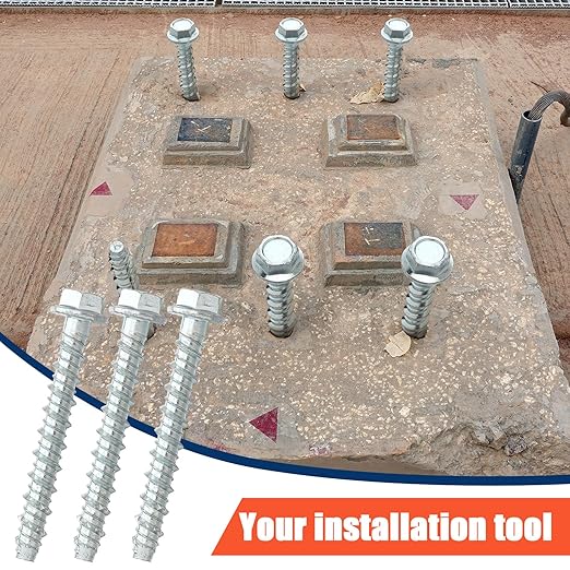 Tandefio 50 Pack 5/16" x 3" Concrete Screw Anchor Galvanized Large Diameter Heavy Duty Plated Concrete Anchors for Masonry Brick Anchoring Block Decking Framing Hex Drive