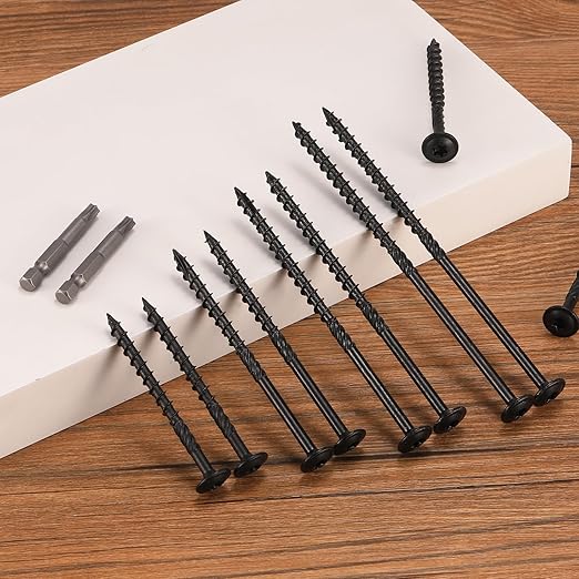 #14 x 2 Inch Lag Screws (620Pcs) 10lb. Structural Wood Screw, Black, Carbon Steel, Washer Head, Rust Resistant epoxy Coated, T30 Torx Bit
