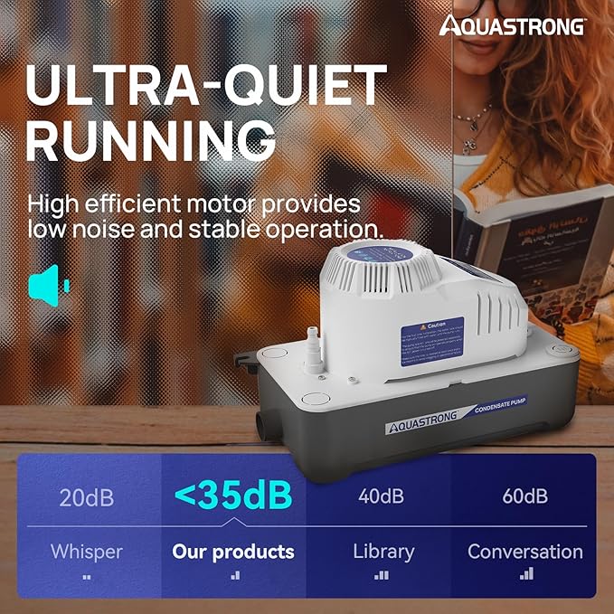 Aquastrong 115V 70 GPH HVAC Condensate Pump, AC Condensate Remove Pump with Automatic Safety Switch & & 19.7ft Tubing for Air Conditioner, Furnace, Dehumidifier,Ice Maker,3.3' Power Cord
