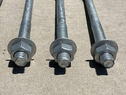 Sandbaggy 5/8" X 8" Threaded Concrete Anchor L-Bolts (Nuts & Washers Included) - Hot Dipped Galvanized - Sill Plate, Base Plate, Masonry, Wood, Cement Anchors, J Bolt (450, 5/8" x 8")
