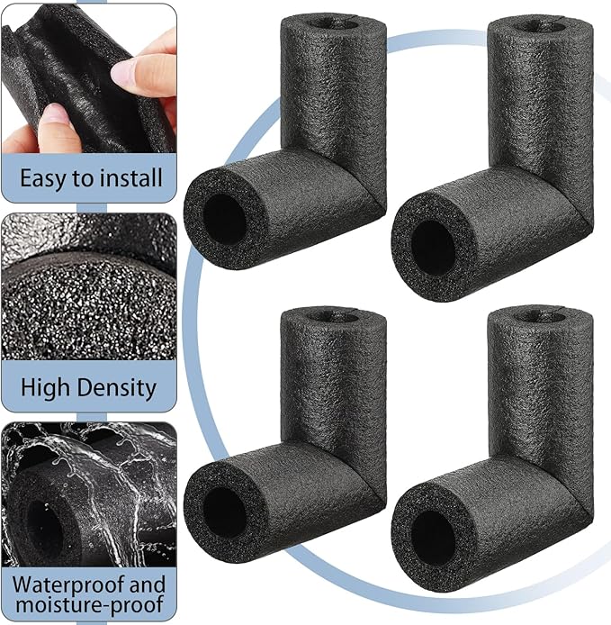 Frienda 4 Pack Pipe Insulation Foam Tube Elbow Insulation Tubing Elbows Water Freeze Protection Heat Preservation Foam Tube for Tubing Outdoor Water Pipe Protection (1/2 Inch,Classic)