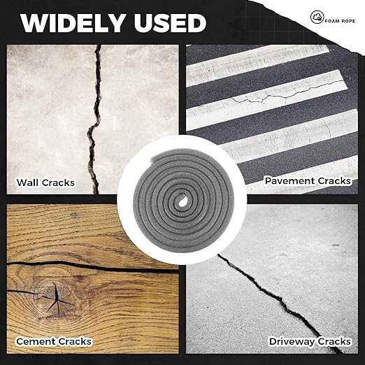 1/2 Inch x 200 ft Foam Backer Rod for Gaps Joints Concrete Crack Filler Caulk Saver Bulk Foam Backing Rod Concrete Filler Rope for Weather Stripping Door Seal (Gray)
