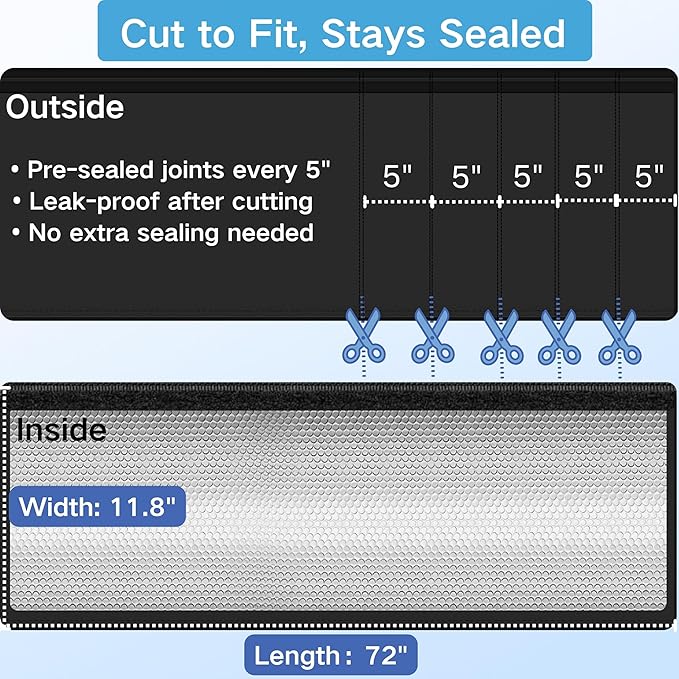 4 Layers HVAC AC Copper Pipe Insulation Cover, 78”x11.8” Oxford AC Pipe Covers, for Outdoor AC Lines, Electrical Cables, Wires, Prevents Freezing, Waterproof ,UV Resistant (Black)