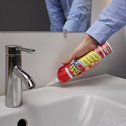 Flex Caulk, Waterproof & Weatherproof Hybrid Polymer Sealant, Strong, Paintable, Indoor, Outdoor, Bath, Shower, Sink, Window, Baseboards, Door, RV, Roof, Wood, Auto & Marine, Clear, 6.6 oz, 1-Pack
