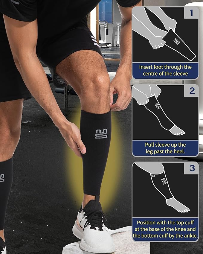Calf Compression Sleeves - Leg Sleeves for Men and Women - Shin Splint Relief Support Brace Running Flights