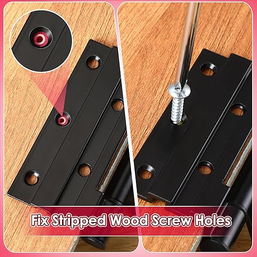 15 Pcs Wood Anchor, Stripped Screw Hole Repair Kit for Wood, Door Hinge Screw Hole Repair Fits Screws Sizes #2 to #16, Red
