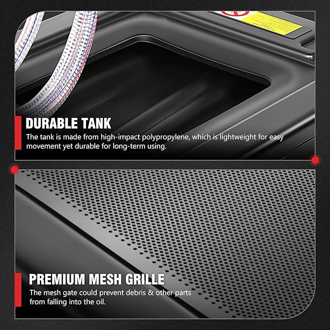 DNA Motoring 17 Gallon Oil Drain Pan with Pump, Evacuation Hose, T-Handle, Low Profile for Trucks Buses RVs, TOOLS-00384