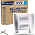 18x18 Inch (Duct Opening) Aluminum 4-Way Air Flow Vent – HVAC Vent Cover for Wall or Ceiling – Quiet HVAC Wall Register with Multi-Shutter Damper – Adjustable Curved Blade - Plastic Seal for Tight Fit