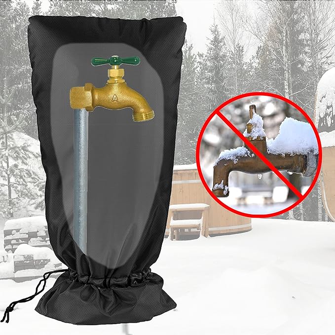 XXL Outdoor Faucet Covers for Winter, 3M Thinsulate Sprinkler Freeze Protector, 25”H x 13”W for Garden Lawn Faucets and Yard Hydrant, Waterproof Insulated Spigot Cover, Reusable Faucet Sock