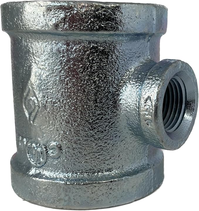 BMI 1-1/4 Inch x 1/2 Inch x 1-1/4 Inch NPT Galvanized Reducing Tee, 150# Pressure Rating, UL/FM Certified, Malleable Iron Pipe Fitting, ASTM A197, ASME B16.3-36455