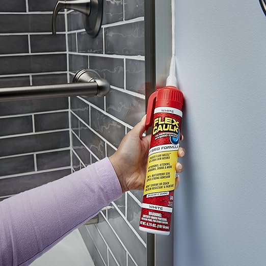 Flex Caulk, Waterproof & Weatherproof Hybrid Polymer Sealant, Strong, Paintable, Indoor, Outdoor, Bath, Shower, Sink, Window, Baseboards, Door, RV, Roof, Wood, Auto & Marine, Clear, 6.6 oz, 1-Pack