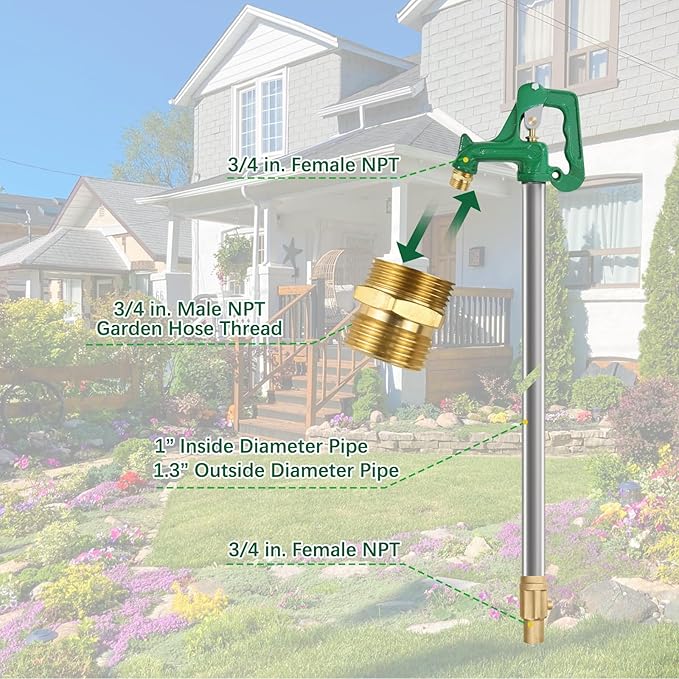 Frost Proof Yard Hydrant,Freeze Proof Outdoor Faucet Frost Free Hydrant for Yard Garden Farm Pasture Irrigation,Water Faucet 3/4" Pipe Connection,4.25ft Total Length 24" Bury Depth
