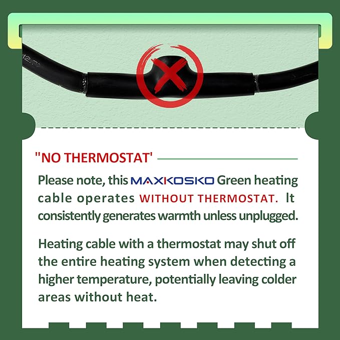 MAXKOSKO 12 Feet Pipe Heat Cable for Water Pipe Freeze Protection, Self-Regulating Heat Tape for Metal And Plastic Home Pipes, Anti-Freeze Pipe Heating Trace System 120 V