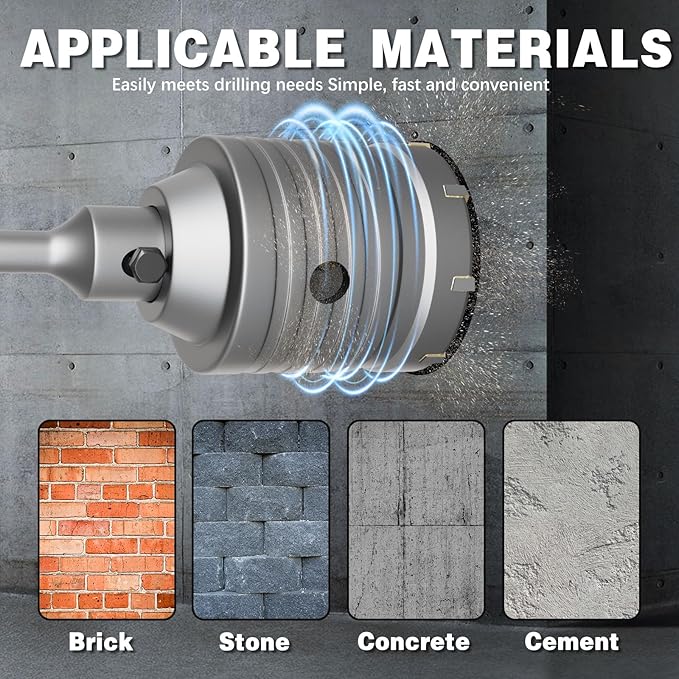 4-3/4" Concrete Hole Saw,120mm Masonry Hole Saw, with 220mm SDS Plus Shank Connecting Rod for Concrete Brick Cement Stone Wall Drilling Home Improvement