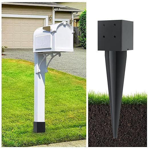 3 Pcs 4"x4" Fence Post Anchor Ground Spike 16"(Actual 3.6"x3.6") Heavy Duty Metal Fence Post Anchor with Black Powder-Coated for Deck,Fence,Porch,Railing,Mailbox