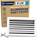 8x14 Inch (Duct Opening) Aluminum 1-Way Air Flow Vent – HVAC Vent Cover for Wall or Ceiling – Quiet HVAC Wall Register with Multi-Shutter Damper – Adjustable Curved Blade - Plastic Seal for Tight Fit