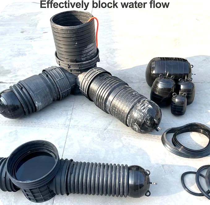 Water Shut Off Airbag with Long Hose, 4 Inch Inflatable Pipe Plug, Pipe Test Plug, Test Ball Plug, Used for Drainage Pipe, Sewage Pipe Temporary Water Blocking, Closed Water Test
