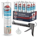 Kraken Bond Clear Silicone Sealant Waterproof% 100-10 fl oz Cartridge - RTV Silicone Caulk Kitchen and Bathroom, All Purpose, Window Caulking Sealant Outdoor Exterior Use Silicon, Gun Incl - 12 Pack