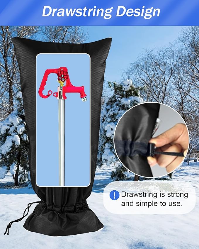 Outdoor Faucet Covers for Winter Freeze Protection, POROLIR Large 35" H X 15" W Thicker Insulation Long Faucet Sock for Outdoor Faucets & Yard Hydrant Hose Bib Insulated Spigot Covers Graphite