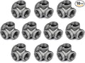 1" 4-Way Side Outlet Tee, Home TZH Malleable iron Pipe Fittings for Industrial vintage style, Flanges with Threaded Hole for DIY Project/Furniture/Shelving Decoration (10, 1")