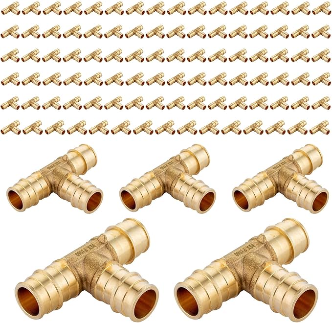 (100-Pack) Seelink 3/4" x 3/4" x 3/4" PEX-A Tee Expansion Fittings, for PEX Tubing Pipe Hose Fittings, ASTM F1960(PEX1960043-100Pack)