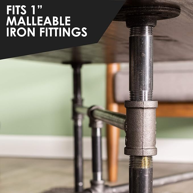 PIPE DECOR 1" x 3" Black Steel Plumbing Pipe, 6-Pack, Pre Cut Connector, Industrial Steel Grey Fits Standard One Inch Threaded Black Malleable Iron Fittings, Build Vintage DIY Furniture