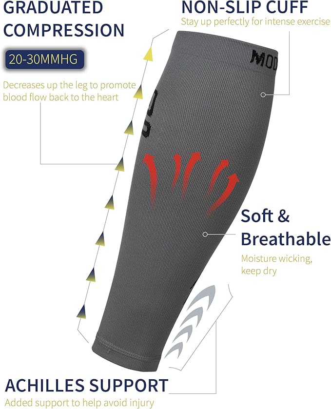 Calf Compression Sleeves - Leg Sleeves for Men and Women - Shin Splint Relief Support Brace Running Flights