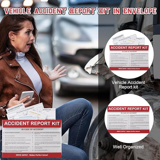 1 Pack Vehicle Accident Report Kit in Envelope 6 * 9.45inch Driver's Vehicle Inspection Report for Helps Drivers Collect Organize Report Vehicle Accident Information (1)