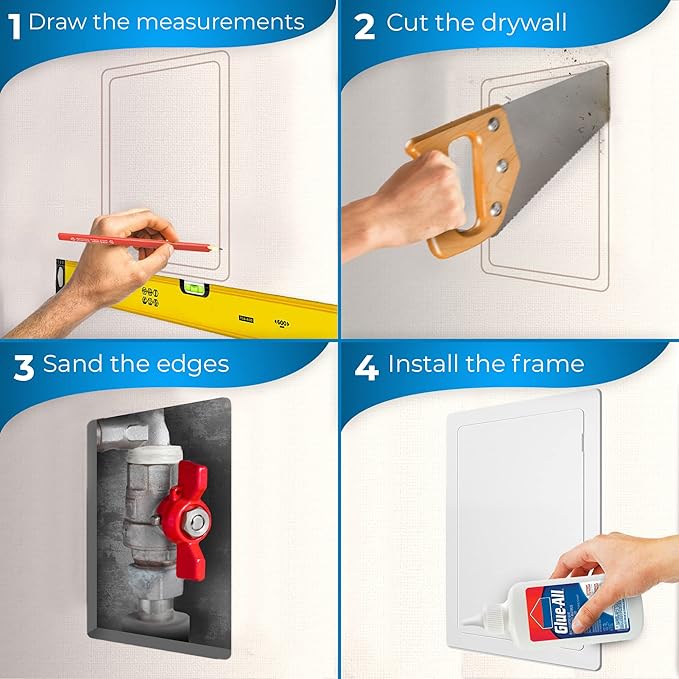 Access Panel for Drywall - 4 x 6 inch - Wall Hole Cover - Access Door - Plumbing Access Panel for Drywall - Heavy Durable Plastic White
