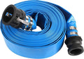 2" x 50FT Blue Discharge Hose with Camlock C and E Fittings, Reinforced PVC Lay Flat Backwash Hose Assembly, Weather and Burst Resistant, Ideal for Sump Pump Hose Pool Drain or Backwash