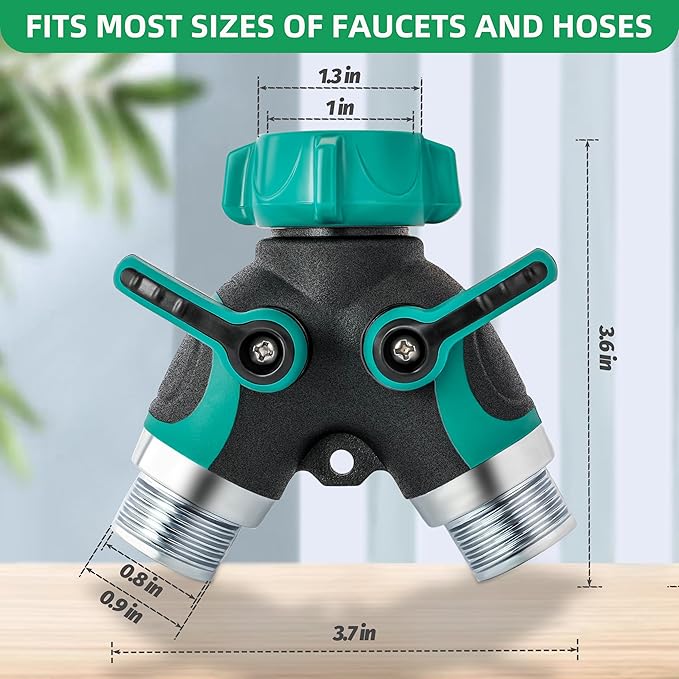 Garden Hose Splitter 2 Way 3/4 Inch Faucet Y Connector With Shut Off Valve,Garden Supplies Water Hose Splitter Adapter For Indoor Outdoor Faucets