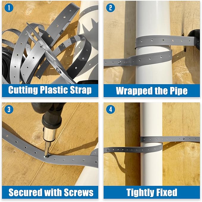 Plastic Hanger Strap 3/4 Inch x 100 Feet Reinforced Flexible Hanger Strap for Pipe & Ducts Securing in Plumbing & HVAC, Gray