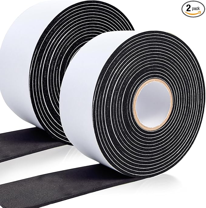 2 Inch * 13Ft Pipe Insulation Tape - 2Packs, Weather Resistant Water Wrap Tape, Outdoor Water Pipe Insulation Wrap, Foam Pipe Wrap Insulation for Water Pipes (Black)