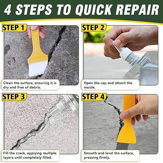 Concrete Crack Filler, 500g Cement Crack Filler, High Elasticity Self Leveling Crack Sealant, Waterproof Concrete Caulk for Driveway, Walkway, Patio, Joint, Indoor and Outdoor Repair