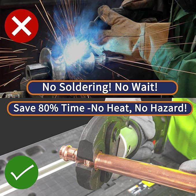 Copper Press Fittings 1/2 inch Coupling No Stop Zero Lead P x P Plumbing Fittings for Residential Commercial 10-Pack