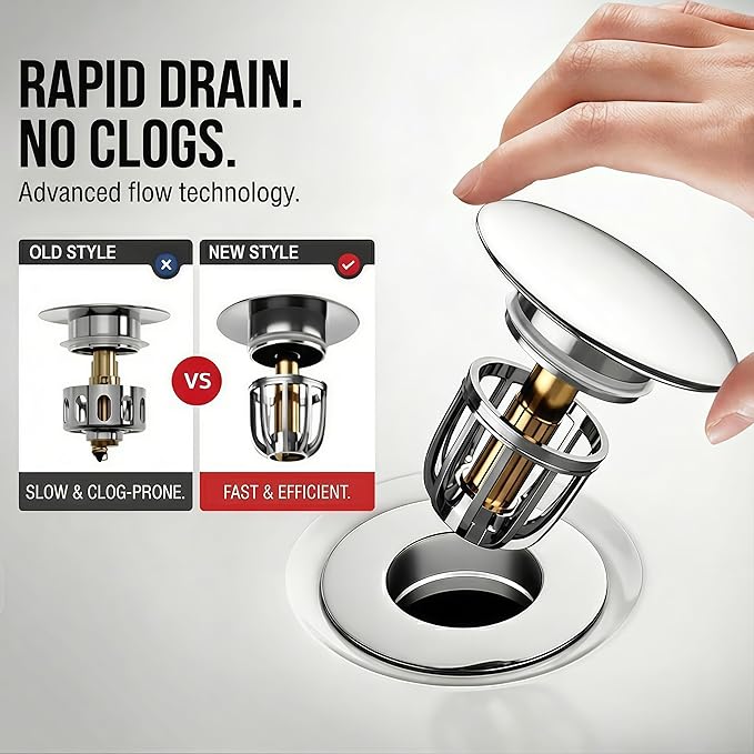 Bathroom Sink Drain Kit with Flexible Expandable Pipe: Odor-Free & Backflow-Preventing, Space-Saving Design without a P-trap, For 1-1/4'' & 1-1/2'' Drain Hole (Black, With Overflow)