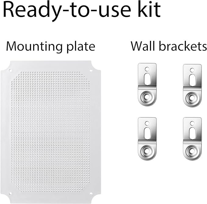 Junction Box, IP67 Waterproof Plastic Enclosure for Electrical Project, Hinged Grey Cover, Includes Mounting Plate and Wall Bracket (Grey Cover with Inner Door, 14.6"×10.6"×5.9")