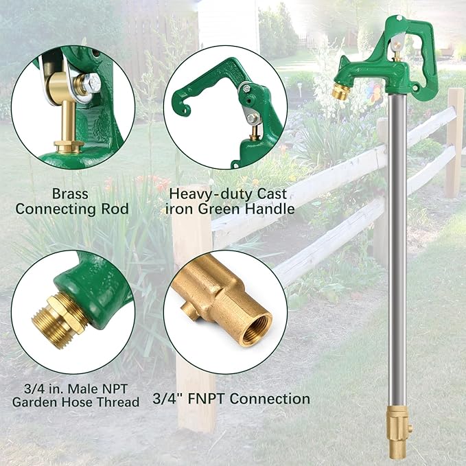 Frost Proof Yard Hydrant,Freeze Proof Outdoor Faucet Frost Free Hydrant for Yard Garden Farm Pasture Irrigation,Water Faucet 3/4" Pipe Connection,4.25ft Total Length 24" Bury Depth