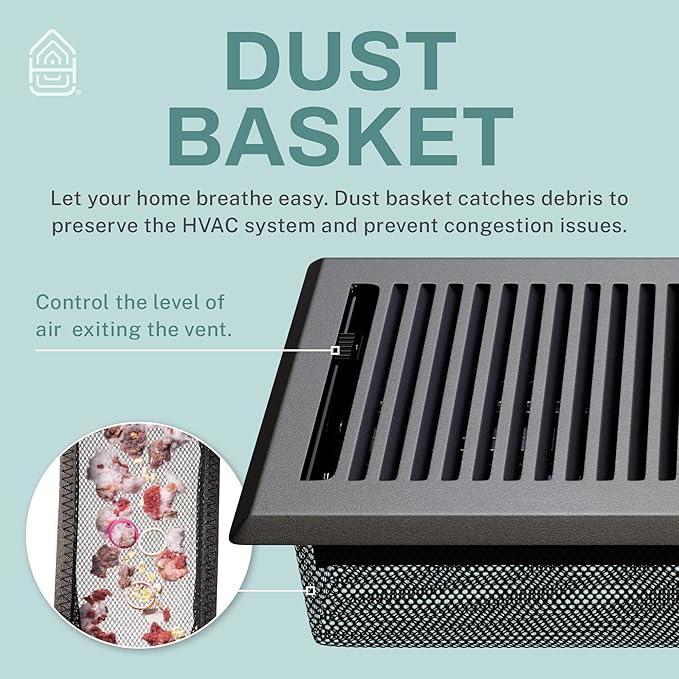Home Intuition Contemporary Floor Vent Covers 4X12 Inch Floor Register with Mesh Cover Trap Heat and Air Walkable Metal Floor Vent for HVAC Duct, White