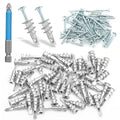 100pcs Drywall Anchors, Zinc Self-Drilling Anchor and Screw with Cross Groove Drill Bit, Fasteners Wall Anchors