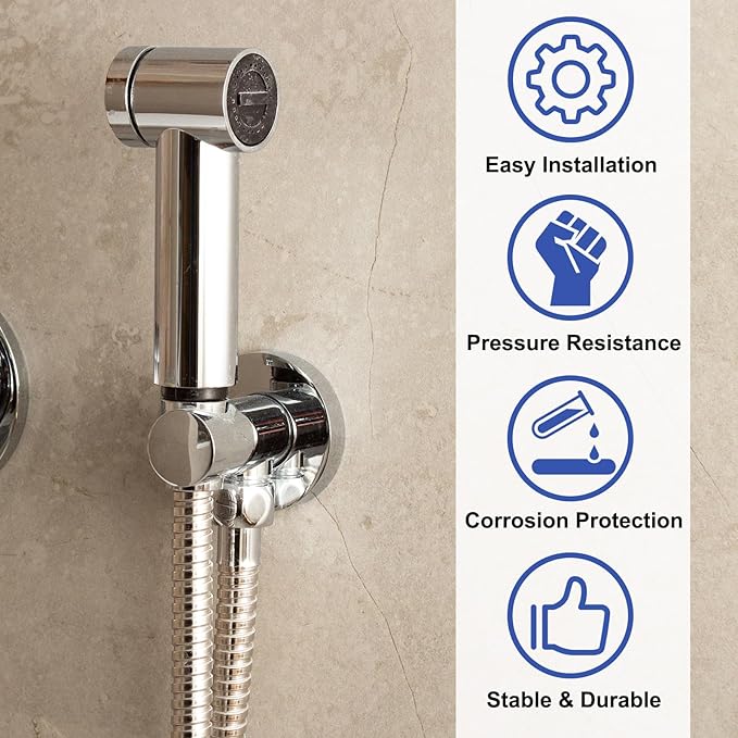 uxcell 2 Set G1/2" Female x Male Shower Shut Off Valve, Brass Water Flow Control Valve for Shower Head with Hose Flow Restrictor, Red/Silver