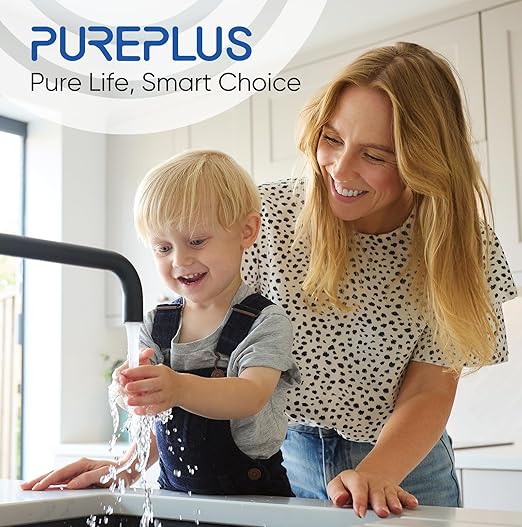 PUREPLUS 5 Micron 2-Stage Whole House Water Filter System for Municipal Water, 10"x4.5" Universal Clear Housing with Pressure Gauges, 1" NPT – NSF/ANSI 42 Certified Filters, Chlorine & Odor Removal
