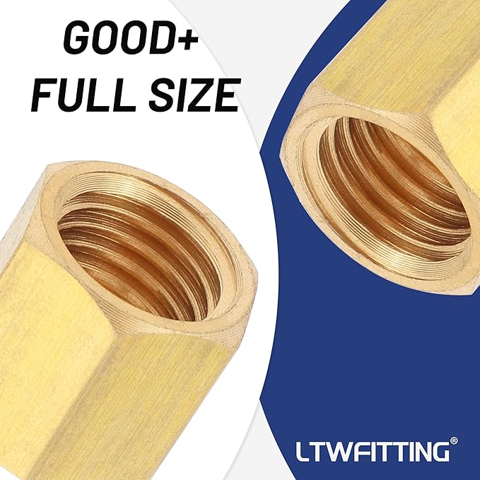 LTWFITTING 1/8-Inch Brass Compression Nut,Brass Compression Fitting(Pack of 25)