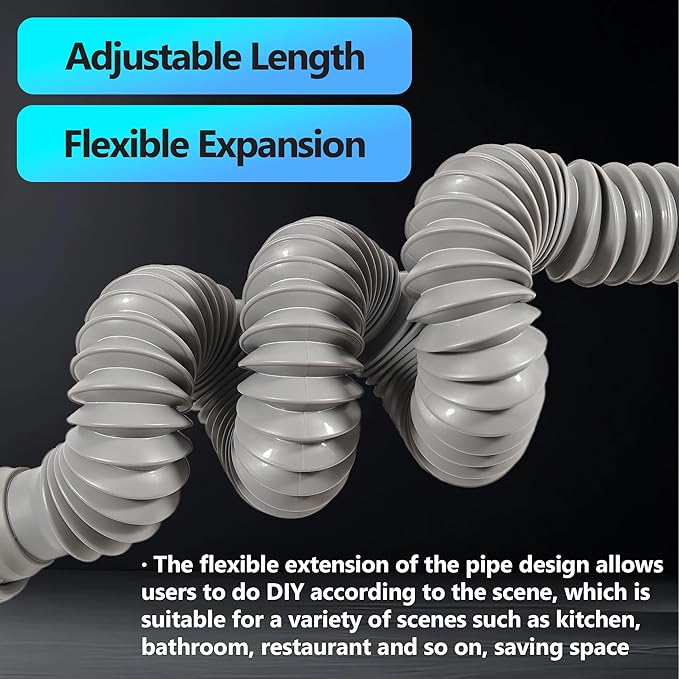 Sink Drain Pipe Kit, 2 Pack Flexible Drain Pipe P Trap, 8.46"-20.67" Flexible P Trap, Under Sink Plumbing for Bathroom and Kitchen, 1-1/4" Adapter Included