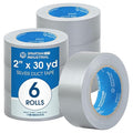 Spartan Industrial - 2" X 30 yd Silver Duct Tape - 6 Rolls No-Residue Tape for Heavy Duty Industrial, DIY, Auto Projects - Water-Resistant 9 Mil