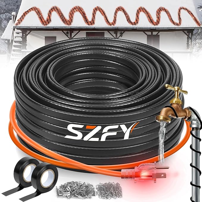 140FT Heat Tape for Water Pipes, -40°F Deicing Cable,Pipe Heating Cables for Roof,Gutter，Farm，Freeze Protetion Heat Trace Cable, Heated Water Hose,Plumbing Fixtures,120V 5W/FT