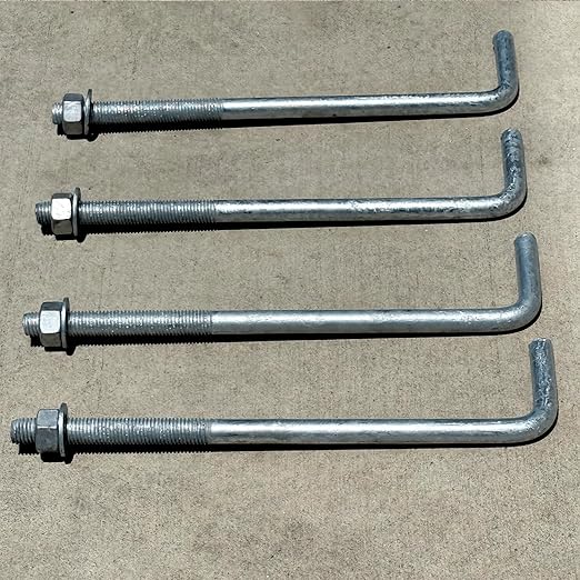 Sandbaggy 3/4" x 14" Threaded Concrete Anchor L-Bolts (Nuts & Washers Included) - Hot Dipped Galvanized - Sill Plate, Base Plate, Masonry, Wood, Cement Anchors, J Bolt (60, 3/4" x 14")