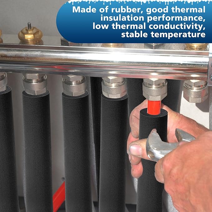 Pangda 4 Pcs 6 ft Pipe Insulation Foam Tube 1 1/4 Inch ID Foam Tubing Black Cover Heat Preservation for Outdoor Water Pipe Insulation,AC Unit, Guitar Stands, Exercise Machine Handle and Roof Rack